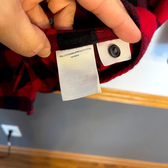 Lands End Flannel Shirt Womens 18 Red Black Buffalo Plaid Lumberjack Button Up - Picture 4 of 7